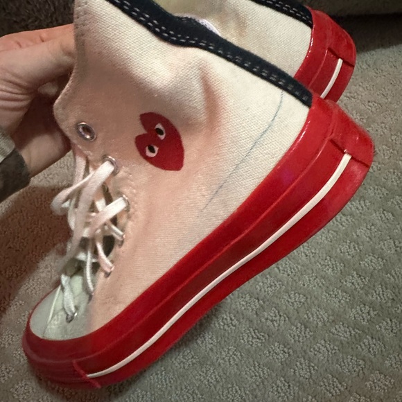 high top red CDG x Converse red heart red bottom collab - Picture 5 of 6